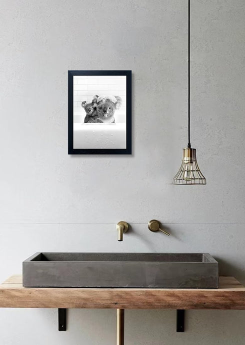 Yecohom Art Black and White Bathroom Decor Animals Koalas Wall Art Funny Animal Pictures Artwork for Kids Room Take