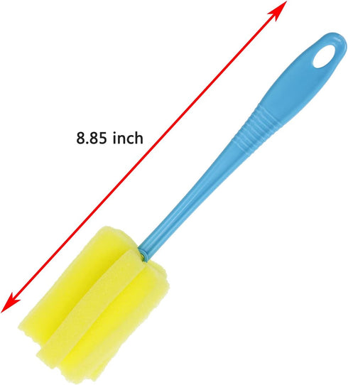 Mini Skater 6Pcs Sponge Cleaning Brush with Long Plastic Handle for Feeding Bottle and Cup Cleaning