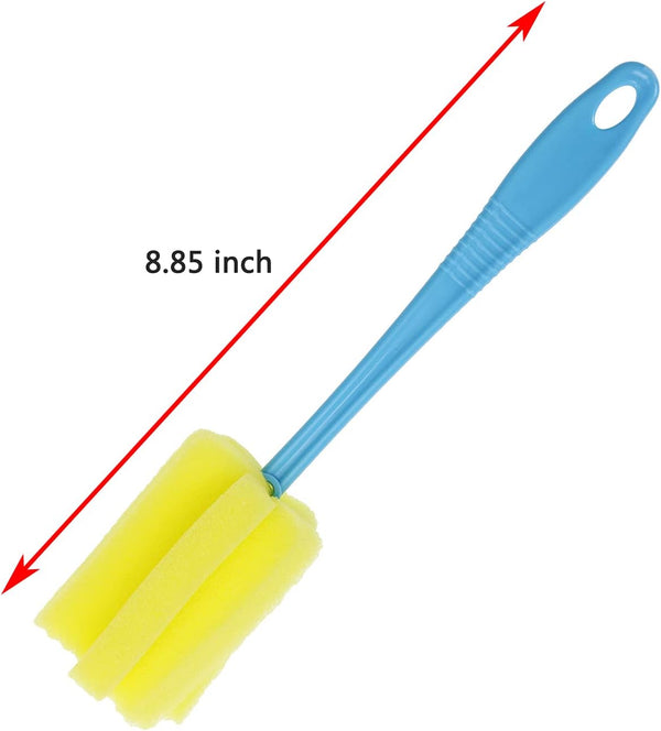 Mini Skater 6Pcs Sponge Cleaning Brush with Long Plastic Handle for Feeding Bottle and Cup Cleaning