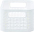 Superio Woven Plastic Storage Basket Box, 9 Quart, White - Wicker Home Organizer Shelf Bins for Closet, Handles