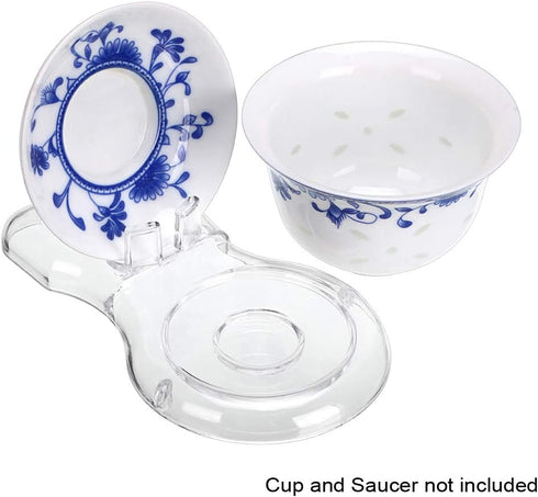 Hipiwe Acrylic Tea Cup Saucer Display Stands, Clear Dinnerware Easel Stand, Pack of 8