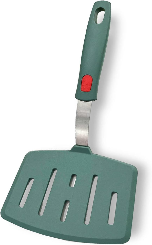 Silicone Fish Spatula Turner, Wide Slotted Pancake Spatula for Nonstick Cookware, Heat-Resistant to 600°F (Green)