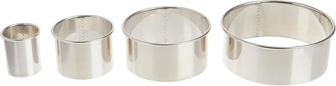 Ateco 4 Piece Round Cutters Set, Stainless Steel, Plain Edge in Graduated Sizes