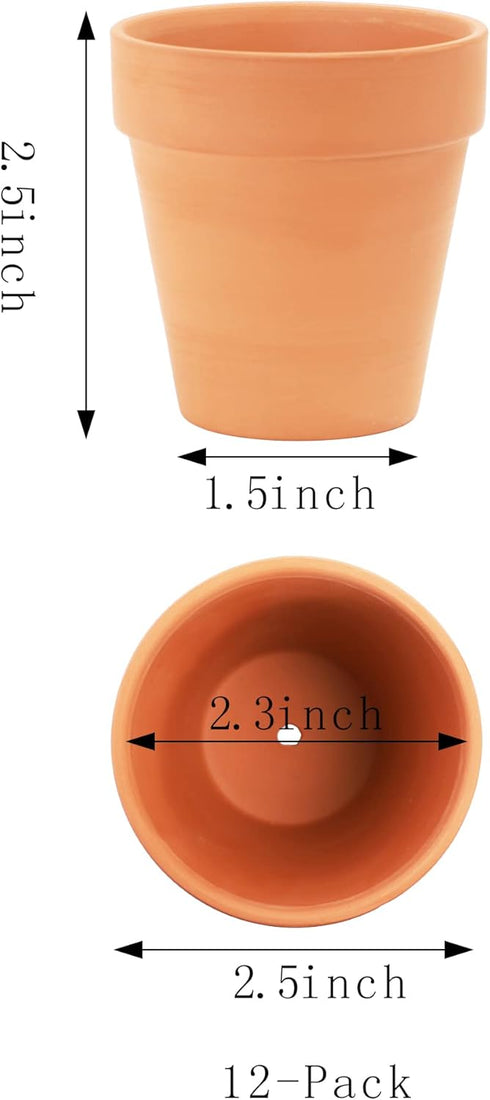 Yishang 2.5 Inch Terracotta Pots, Small Mini Clay Planter with Drainage Holes, 12 Pack for Indoor/Outdoor Plants