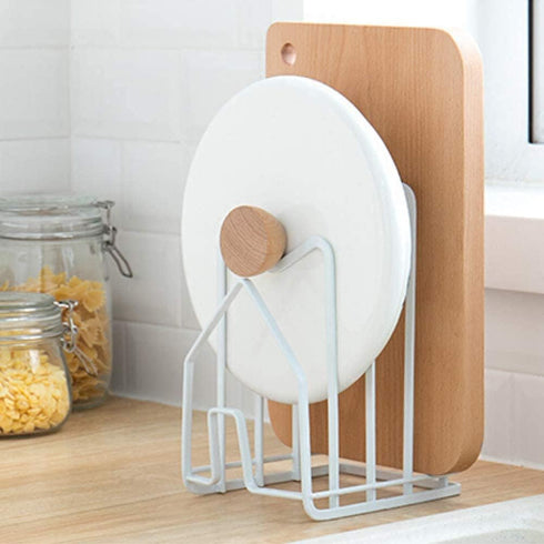 SUNFCON Cutting Board Rack, Chopping Board Organizer, Pot Pan Lids Holder, Sturdy Metal Kitchen Stand