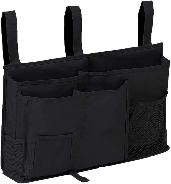 Bunk Bed Organizer, Bedside Storage Caddy, Hanging Pocket for Camp, Dorm Room, Hospital Bed Rail, Black
