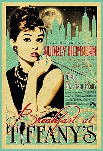 Kexle Audrey Hepburn Breakfast at Tiffanys Custom Metal Sign - 8X12in Bar Cafe Restaurant Home Decor