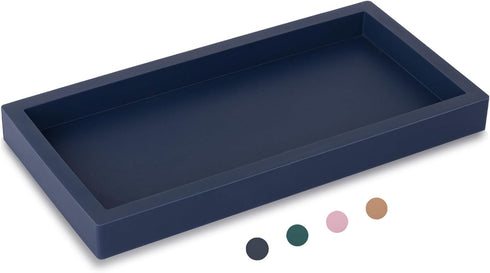 Small Silicone Bathroom Vanity Tray, Rectangle Soap and Sponge Holder for Kitchen Sink