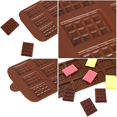 Waffle Chocolate Moulds, Silicone Candy Molds, 3PCS 12-Cavity Small Break Apart Molds, Non-Stick Reusable