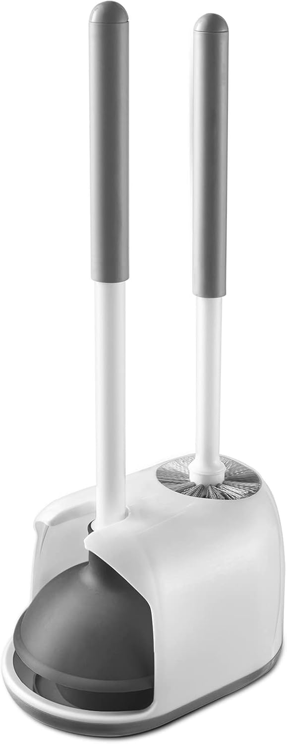 Eyliden Toilet Plunger and Brush, 2 in 1 Toilet Bowl Brush Plunger Set with Holder, Bathroom Cleaning Tools Combo