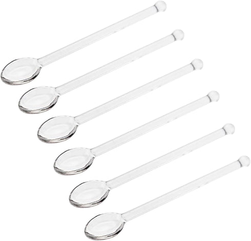 6 Pcs Clear Glass Spoons, 5.1 Inch Stirring Teaspoons for Coffee, Mixing Spoon Tea Stirrers