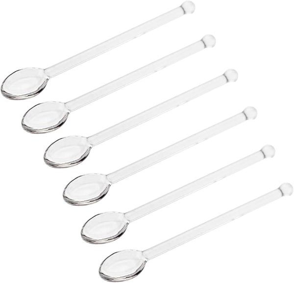6 Pcs Clear Glass Spoons, 5.1 Inch Stirring Teaspoons for Coffee, Mixing Spoon Tea Stirrers