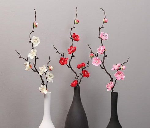 Rikyo 100 Artificial Silk Cherry Blossom Flower Heads Spring Fake Plum Blossom Peach Blossom,Vase Fillers,Corsages