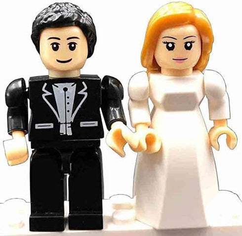 Brick'Em Young 8+ Nativity Bricks Bride & Groom Figurines - Building Brick Figures - Mix & Match Hair, Skin