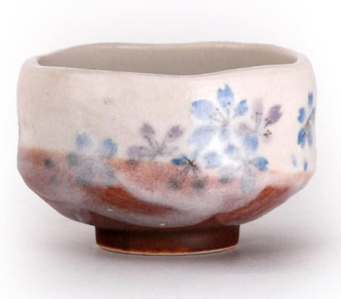 Happy Sales HSMB-BLFW4, Authentic Japanese Traditional Tea Ceremony Matcha Bowl Chawan Handcrafted in Japan, Blue Purple Cherry Blossom by Happy Sales