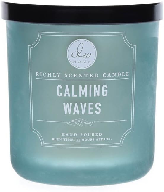 Contemporary Richly Scented Candle "CALMING WAVES" in Medium Jar with Lid