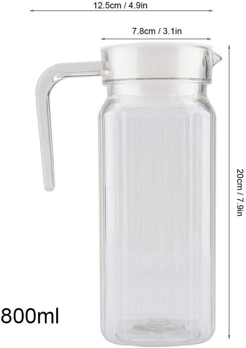 Fdit Acrylic Transparent Juice Bottle - Striped Water Jug with Lid for Homemade Juice & Cold Tea, 800ML