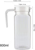 Fdit Acrylic Transparent Juice Bottle - Striped Water Jug with Lid for Homemade Juice & Cold Tea, 800ML