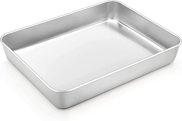 TeamFar Lasagna Pan - Stainless Steel 10.5’’ x 8’’ x 2’’ Small Rectangular Baking Roasting Cake Casserole Pan