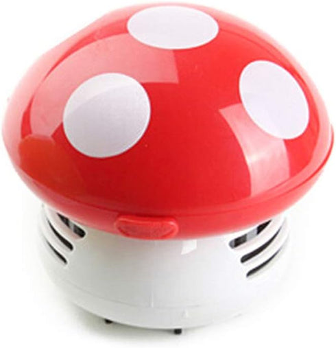 Sewroro Desktop Vacuum Cleaner, Mini Mushroom Shaped Table Dust Vacuum, Portable Corner Cleaner, Battery Operated Red