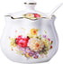 Ceramics Retro Flower Sugar Bowl, Spice Jar Storage Seasoning Pot with Lid and Spoon