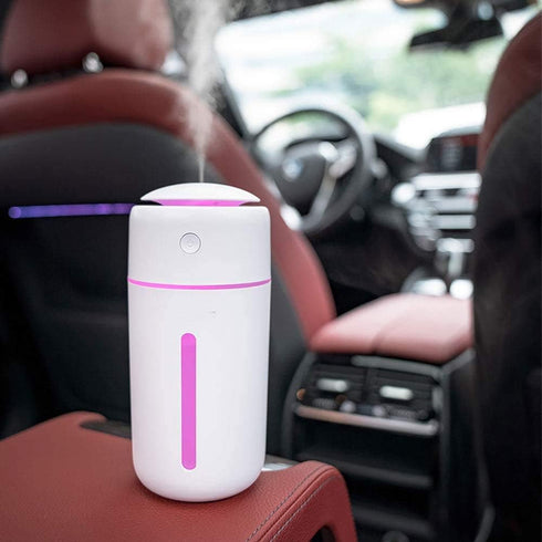 Small Cool Mist Humidifier for Bedroom, Portable Travel Humidifier for Car, with 7 Colors LED Light, Battery Powered