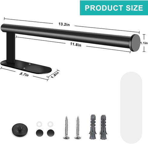 MGahyi Paper Towel Holder Wall Mount, 13.2 inch Stainless Steel Paper Towel Roll Rack for Kitchen, Bathroom (Black)