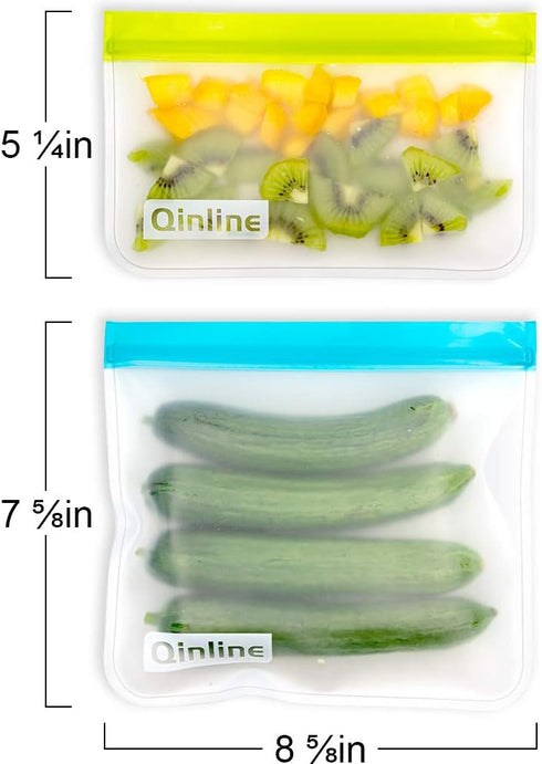 Reusable Food Storage Bags, 10 Pack Dishwasher Safe Freezer Bags, BPA Free Silicone, Leakproof for Travel
