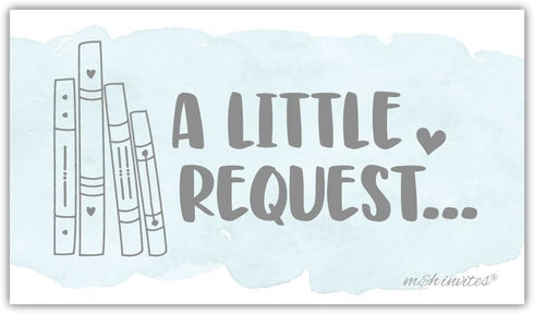 50 Blue Watercolor Books for Baby Shower - Request Cards, Invitation Inserts for Boy Baby Shower