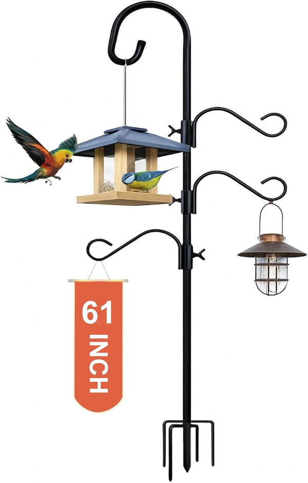 Shepherds Hooks for Outdoor Heavy Duty, 61 Inch Adjustable Bird Feeder Pole