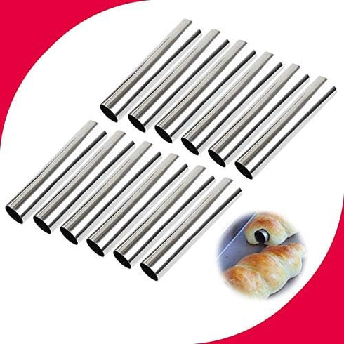 FantasyDay Non-stick Cream Cannoli Tubes, 19 Pcs Stainless Steel Baking Cones with Clean Brush for Pastry