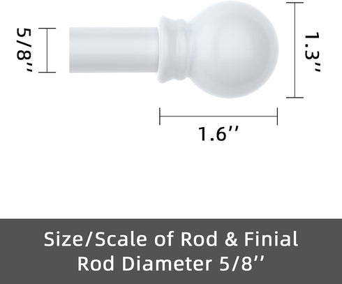 Curtain Rods for Windows 48 to 84-93 Inch, 5/8 Inch Decorative Heavy Duty Metal Set with Brackets