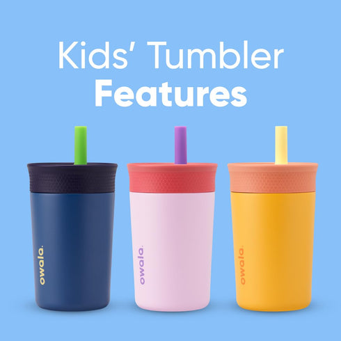 12 Oz, Owala Kids Insulation Stainless Steel Tumbler with Spill Resistant Flexible Straw, Easy to Clean, Kids Water