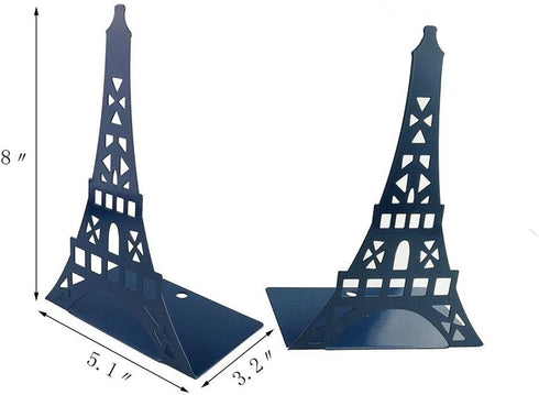 Winterworm Stylish Modern Paris Eiffel Tower Metal Decorative Bookend, Blue, Book Organizer for Home Office