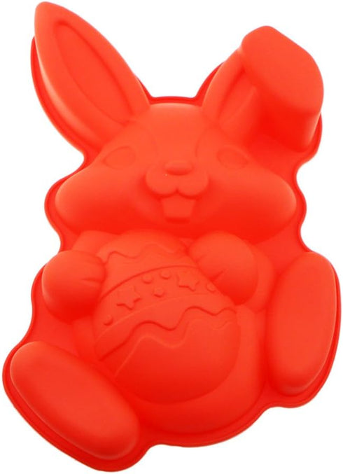 Non-stick Easter Bunny Silicone Cake Pan Mold for Baking, Rabbit Holding Egg