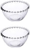 Sizikato 2pcs Clear Glass Dessert Bowl, 4.5-Inch Beaded Edges Fruit Bowl, Salad Bowl
