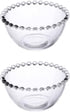 Sizikato 2pcs Clear Glass Dessert Bowl, 4.5-Inch Beaded Edges Fruit Bowl, Salad Bowl