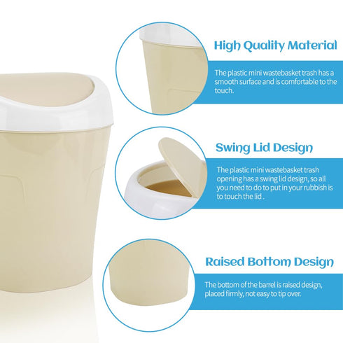QLFJ-FurDec 4 8 Countertop Pcs Plastic Mini Trash Can Wastebasket with Rolls Trash Bags, Tiny Bathroom Trash Can