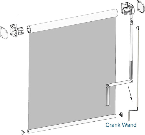 Universal Replacement Part - Metal Installation Crank Wand for Sun Shades or Roller Blinds, Beige