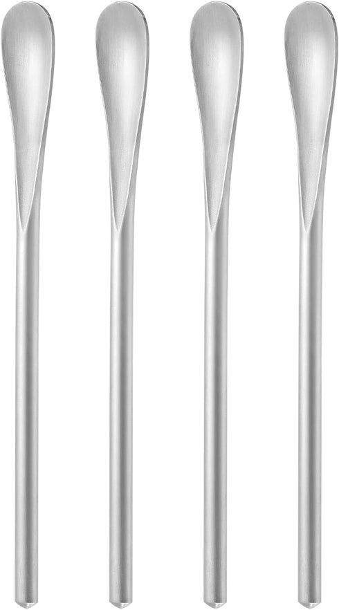 Set of 4 Silver Stainless Steel Coffee Stirrers, 5 Inch Cocktail Beverage Iced Tea Mixing Spoon
