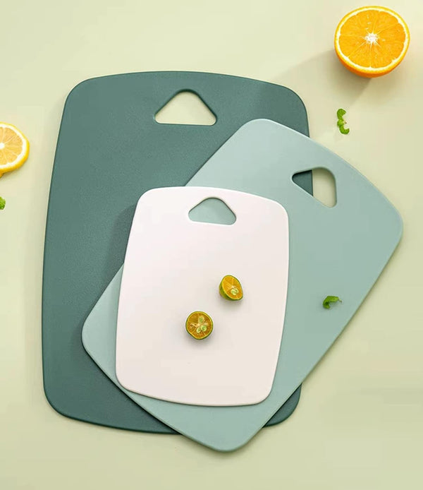 Plastic Cutting Board Set of 3 - Thick Chopping Boards for Kitchen, Easy Grip Handle, Dishwasher Safe (Green, 3Pcs)