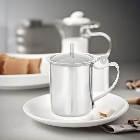 Winco Stainless Steel Creamer with Cover, 10-Ounce, Medium, Metallic