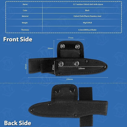 XYJ Universal Knife Sheath Oxford Cloth Camping Knives Sleeves Case Edge Guards Blade Protectors (Black, 5.5 * 2 inch)