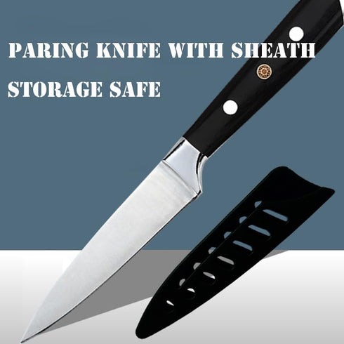 Paring Knife 3.5 inch Small Kitchen Knife Manual Sharpened 5Cr15Mov Stainless Steel Fruit Knife Full Tang with 3 Rivets in Ergonomic Pakkawood Handle by Astylway