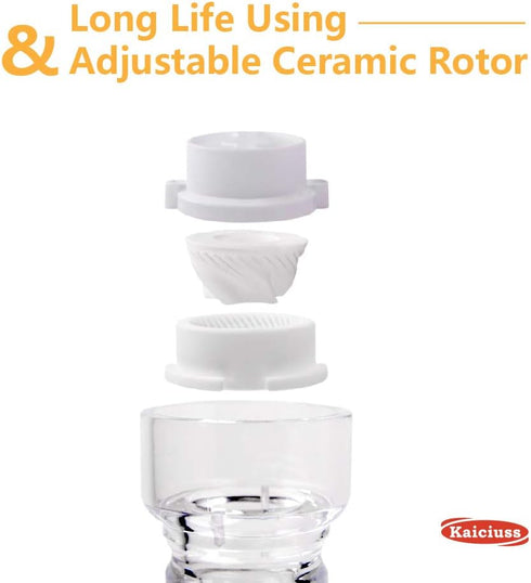 Salt Pepper Grinder Mill Acrylic, Adjustable Mill-Clear, Best Peppercorn Grinder