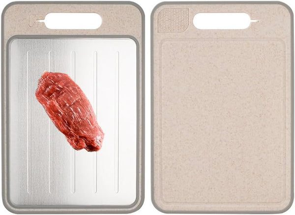 UNOSCHRIM 4-in-1 Fast Defrosting Tray, 12 * 8 Inch Aluminium Thawing Plate, Multi-functional Cutting Board