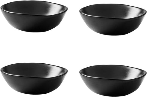Classic Matte Ceramic Sauce Dishes - Sushi Dipping Bowls, Appetizer Plates with Irregular Edge for Kitchen, 3.2'' (Set