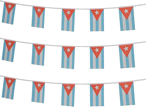 ZXvZYT Cuba Cuban Flag Banner String, Mini Cuba Pennant Flags for Grand Opening, National Sports Events, Party