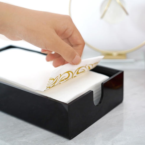 Acrylic Napkin Holder for Bathroom, Guest Towel Holder Tray, Bathroom Disposal Paper Hand Face Towels Holder (Black)