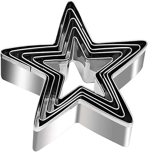 Star Cookie Cutters, 5 Pieces Stainless Steel Bakeware Tools for Baking